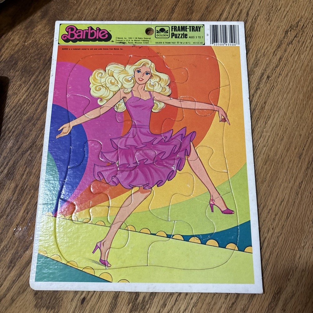 Rare 1984 Barbie Frame Tray Golden Puzzle 4914 Mattel Inc Kids Puzzle